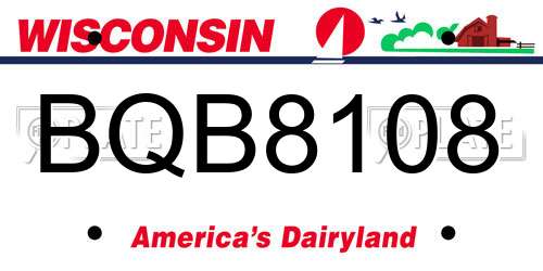 BQB8108 Wisconsin License Plate