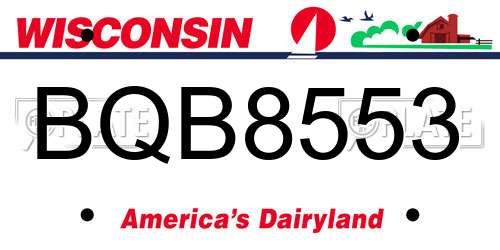 BQB8553 Wisconsin License Plate