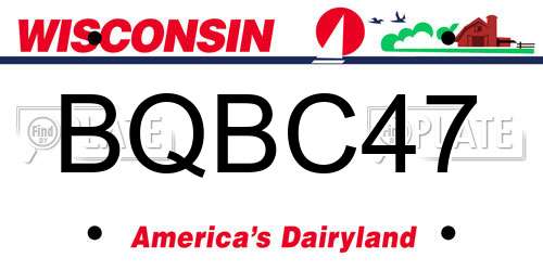 BQBC47 Wisconsin License Plate