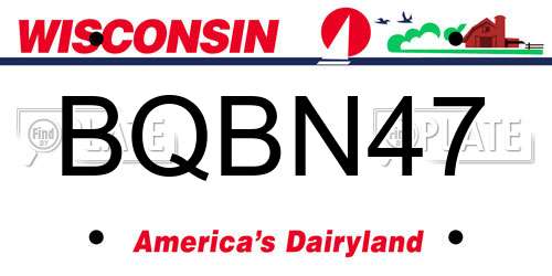 BQBN47 Wisconsin License Plate