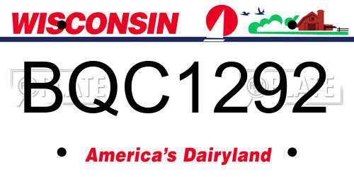 BQC1292 Wisconsin License Plate