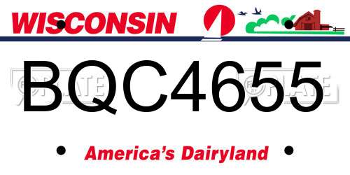 BQC4655 Wisconsin License Plate