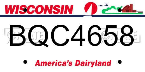 BQC4658 Wisconsin License Plate