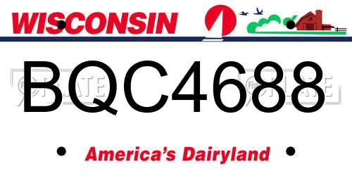BQC4688 Wisconsin License Plate