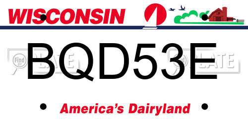 BQD53E Wisconsin License Plate