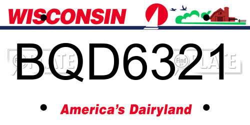 BQD6321 Wisconsin License Plate