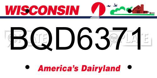 BQD6371 Wisconsin License Plate