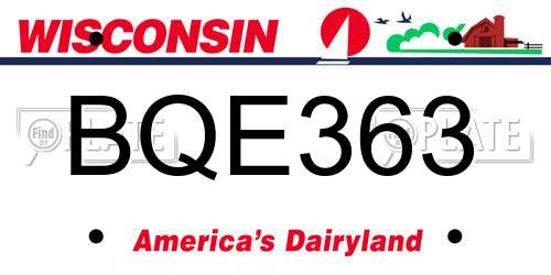 BQE363 Wisconsin License Plate