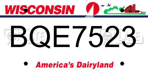 BQE7523 Wisconsin License Plate