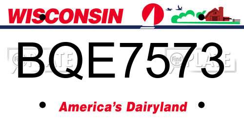 BQE7573 Wisconsin License Plate