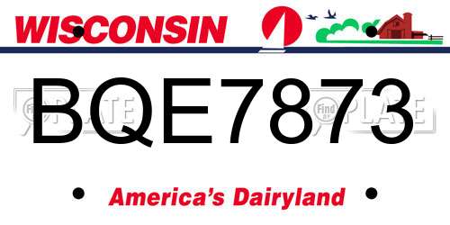 BQE7873 Wisconsin License Plate