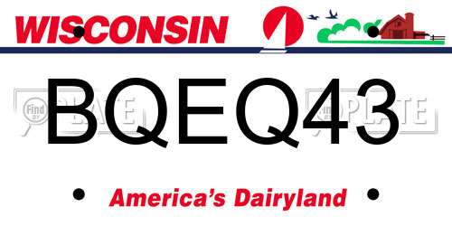 BQEQ43 Wisconsin License Plate