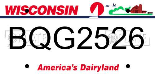 BQG2526 Wisconsin License Plate