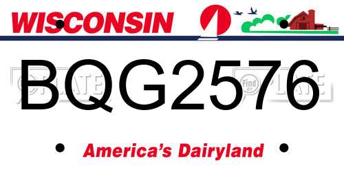 BQG2576 Wisconsin License Plate