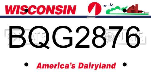 BQG2876 Wisconsin License Plate