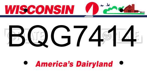 BQG7414 Wisconsin License Plate