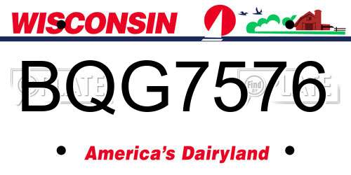 BQG7576 Wisconsin License Plate