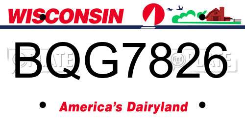 BQG7826 Wisconsin License Plate