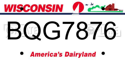 BQG7876 Wisconsin License Plate