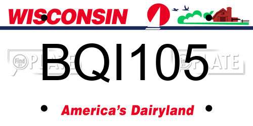 BQI105 Wisconsin License Plate