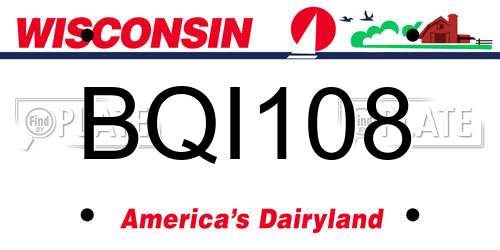 BQI108 Wisconsin License Plate