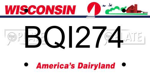 BQI274 Wisconsin License Plate