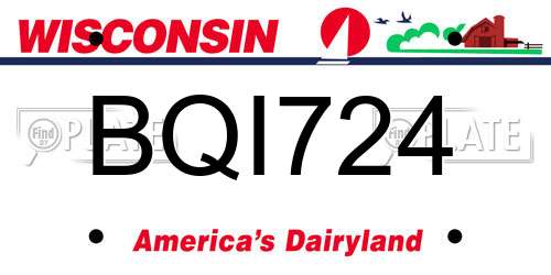 BQI724 Wisconsin License Plate