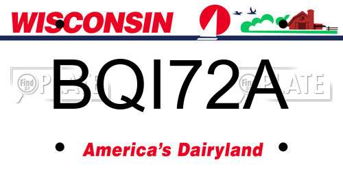 BQI72A Wisconsin License Plate