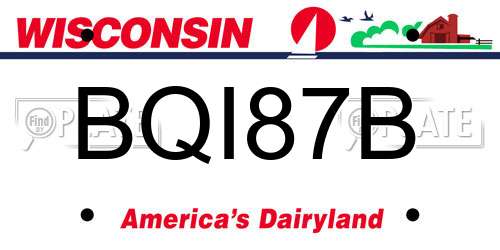 BQI87B Wisconsin License Plate