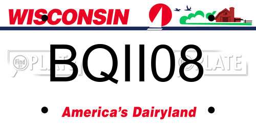 BQII08 Wisconsin License Plate