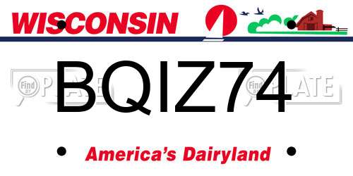 BQIZ74 Wisconsin License Plate