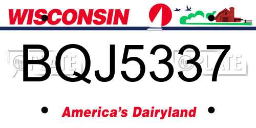 BQJ5337 Wisconsin License Plate