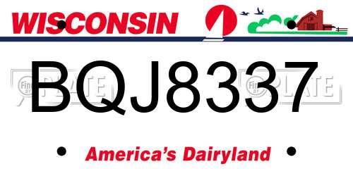 BQJ8337 Wisconsin License Plate