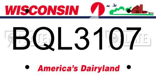 BQL3107 Wisconsin License Plate