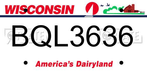 BQL3636 Wisconsin License Plate