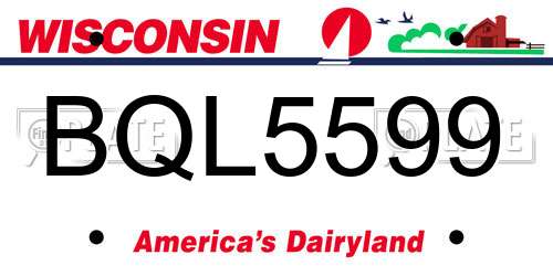 BQL5599 Wisconsin License Plate
