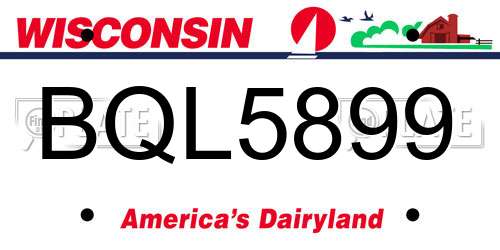 BQL5899 Wisconsin License Plate