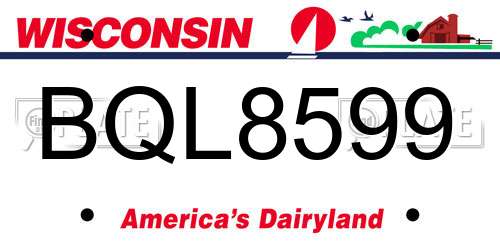BQL8599 Wisconsin License Plate