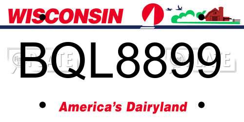 BQL8899 Wisconsin License Plate