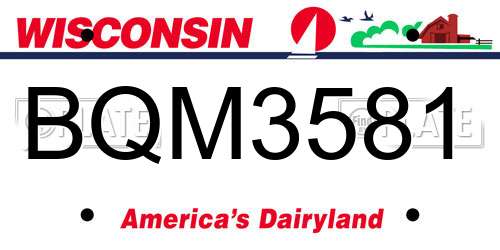 BQM3581 Wisconsin License Plate
