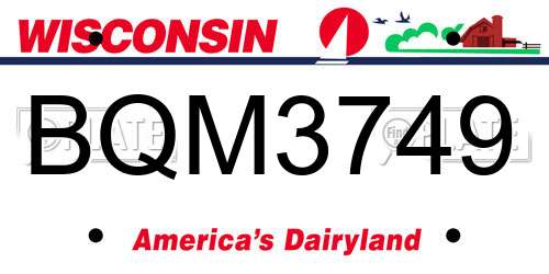 BQM3749 Wisconsin License Plate