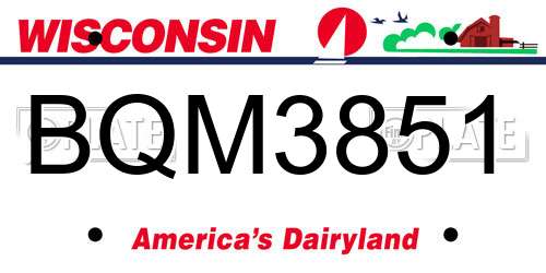 BQM3851 Wisconsin License Plate