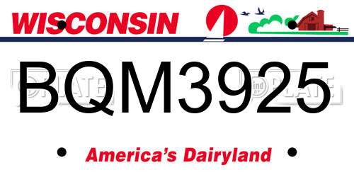 BQM3925 Wisconsin License Plate