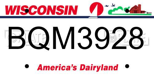 BQM3928 Wisconsin License Plate