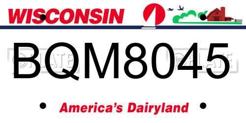 BQM8045 Wisconsin License Plate