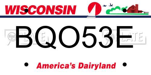 BQO53E Wisconsin License Plate