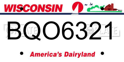 BQO6321 Wisconsin License Plate