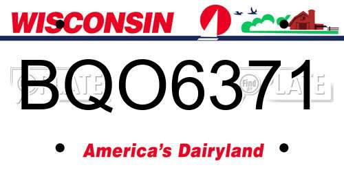 BQO6371 Wisconsin License Plate