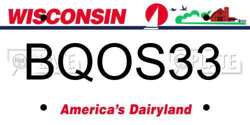 BQOS33 Wisconsin License Plate