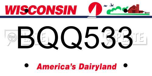 BQQ533 Wisconsin License Plate